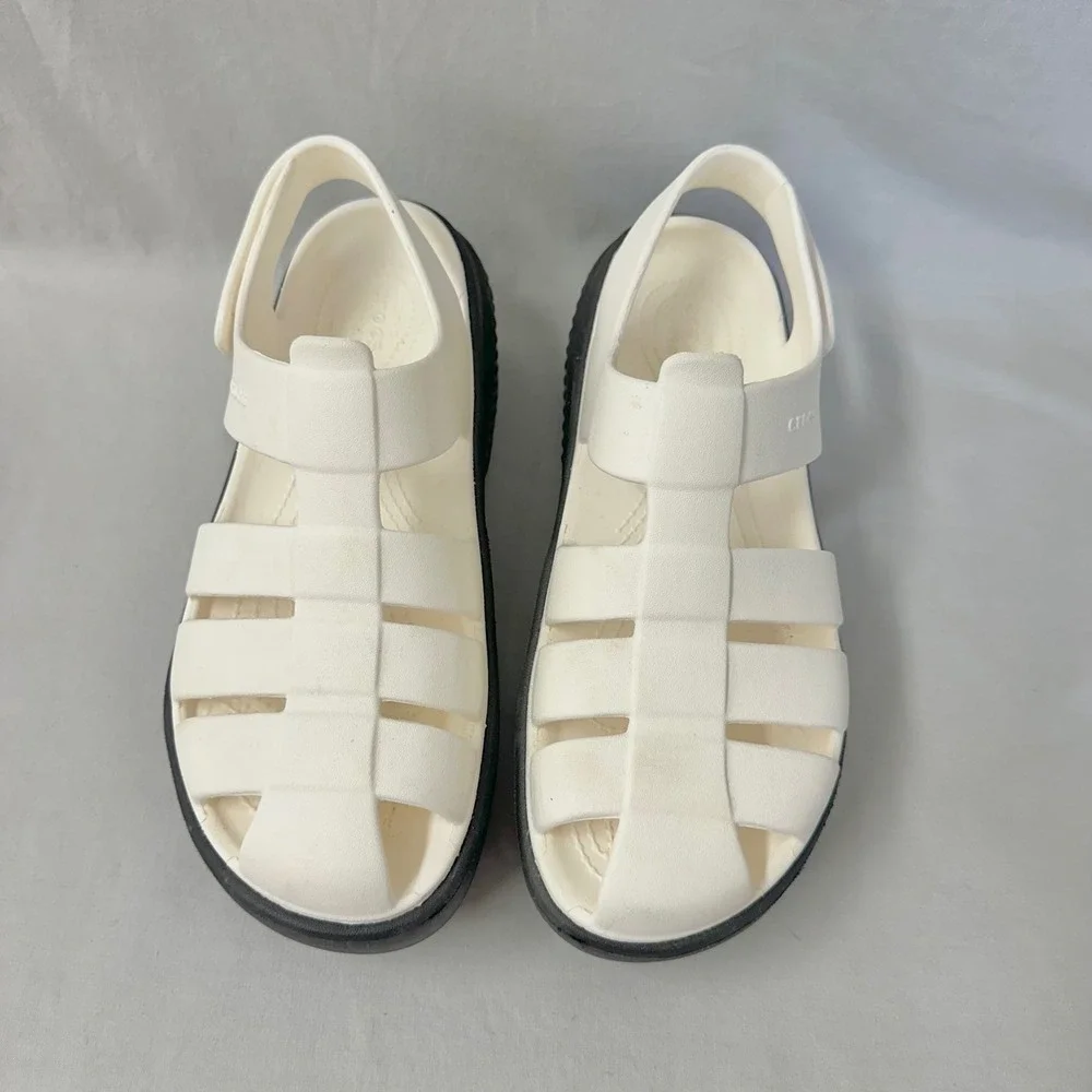 Crocs Stomp Fisherman‎ Sandals in Chalk Sandals Womens 9 Chunky Platform Caged